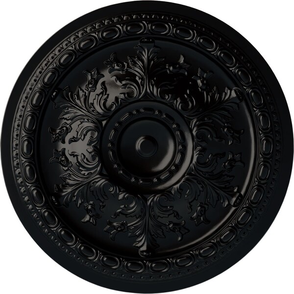 Ekena Millwork Oslo Ceiling Medallion (Fits Canopies up to 7 5/8"), Hand-Painted Jet Black, 38 3/8"OD x 2 7/8"P CM38OSBLF - main
